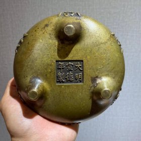 古玩旧藏万寿冲天耳铜香炉