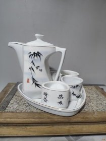 #24112802，奇型竹子茶具一套，手绘，品如图。