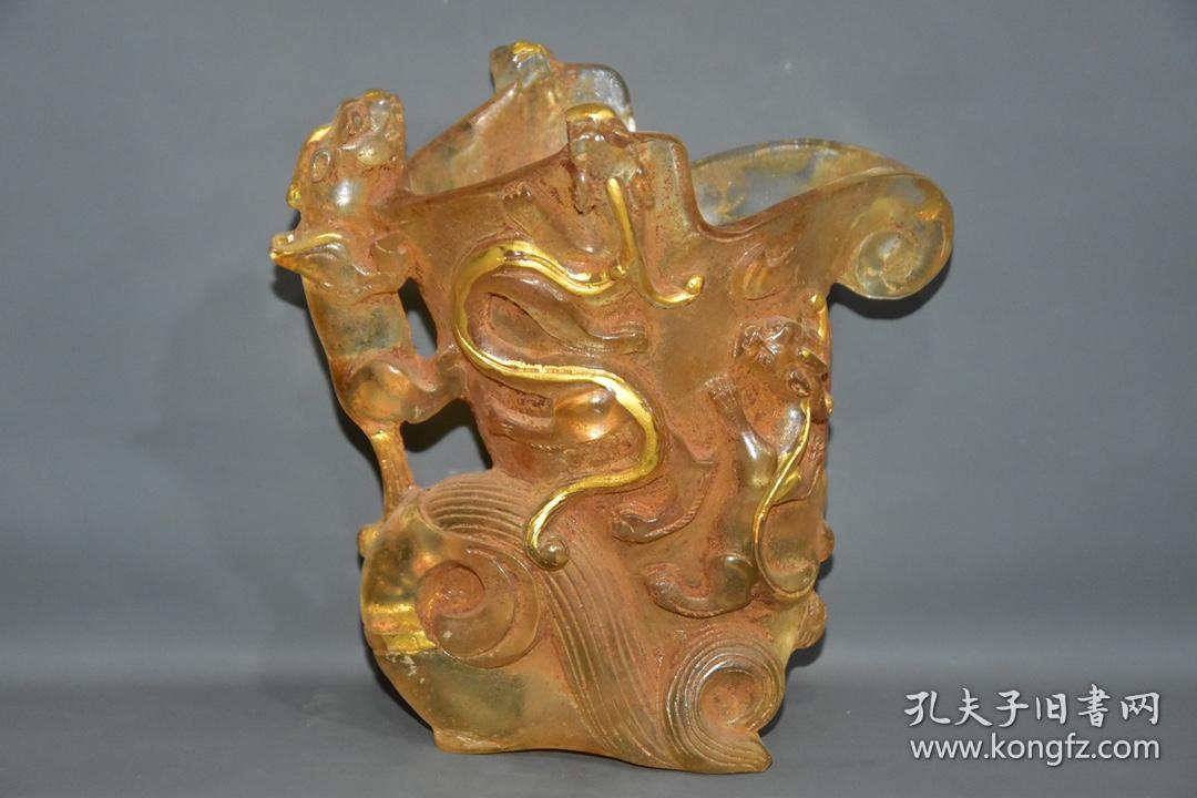 水晶鎏金酒杯酒爵水晶器皿酒樽