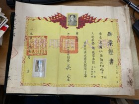 1952年，浙江省立杭州师范学校，毕业证书，稀少见