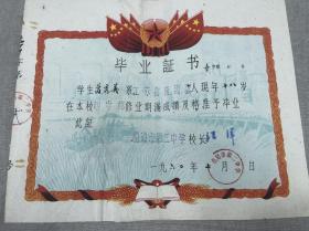 1960年南通市第二中学毕业证书