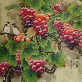 精品工笔葡萄，《硕果图》