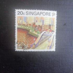 新加坡邮票:1990年旅游风光建筑信销邮票1枚收藏保真（建筑题材）