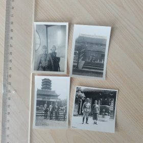 民国间，日本占领苏州老照片，4张，日本兵在寒山寺。大小如图示