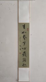 原创手写书法 书房小挂轴 生如芥子心藏须弥 条幅 全绫装裱 画轴 17厘米*126厘米