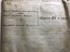 1797年 双页三面羊皮纸英文契约 约70*60公分