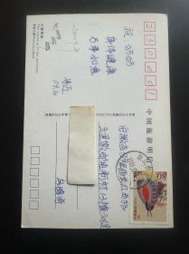 明信片1989年 古镇雪韵贺卡【实寄片、贺年卡】