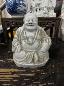 古玩旧藏清代白釉瓷弥勒佛 完整品相，约15公分高