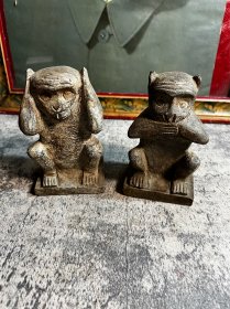 石头猴子一对