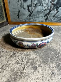 90年代左右，彩绘发财竹花盆