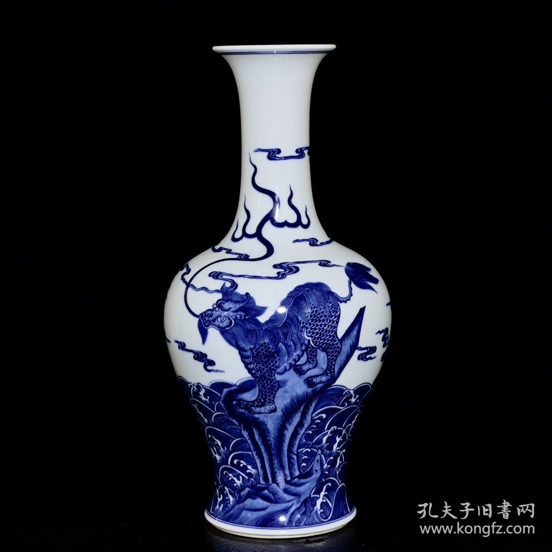 清雍正青花福在眼前麒麟纹赏瓶2 37/18厘米