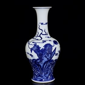 清雍正青花福在眼前麒麟纹赏瓶2 37/18厘米