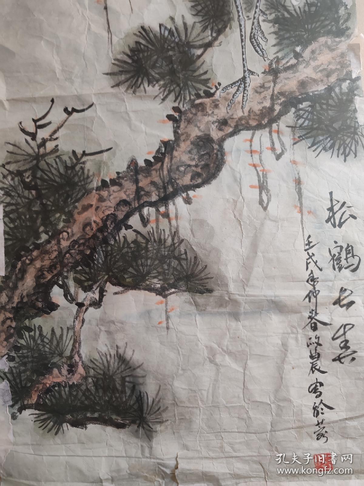 老画  松鹤图  画的很好 作者不详
