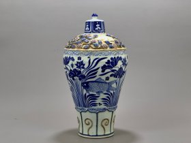 元青花捏花鱼藻纹梅瓶36/20厘米