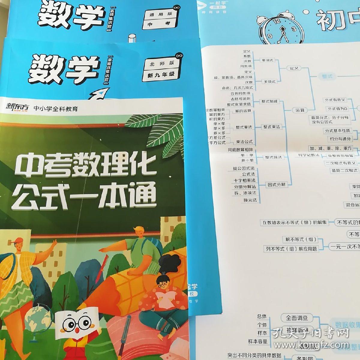 数学中考名师集训、数学九年级重难点、初中数学知识图谱、中考数理化公式一本通（共四件）