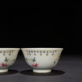 清乾隆珐琅彩虞美人花卉纹杯小碗 5*9.2厘米