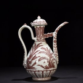 瓷器 明洪武釉里红松竹梅纹执壶 38*27厘米