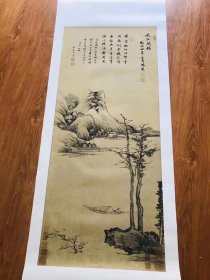 孙枝 秋江闲钓图轴。沈周。纸本大小50.77*118.76厘米。宣纸原色微喷印制