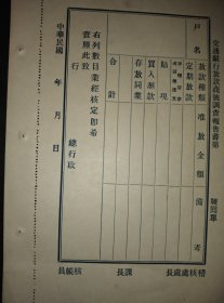 民国时期【交通银行放款商号调查报告回单】一张纸。包邮(发邮政普通包裹或挂刷)