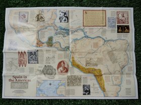 National Geographic国家地理杂志地图系列之1992年2月 Spain in the Americas 西班牙人在美洲地图
