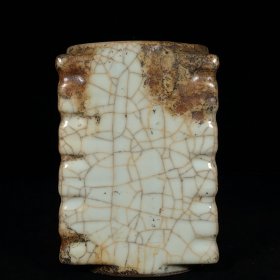 宋官窑琮式瓶 高20cm 直径13.5cm