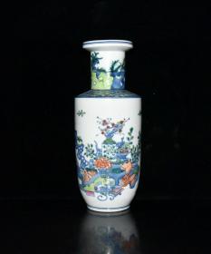 清代康熙斗彩珍品博古花抱珠瓶【 27x11.5cm 】