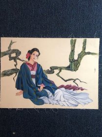 手绘仕女图-5（水粉，布面，长35cm，宽25cm，喜欢的拍）