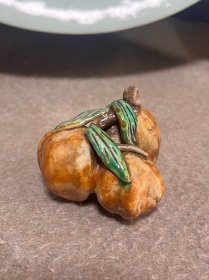 文房老仿生瓷三彩供果 长 6 高 4.5cm。 品相完好。实价包邮