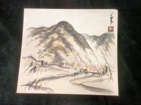 日本回流: 早期手绘 秋景山水 卡板画