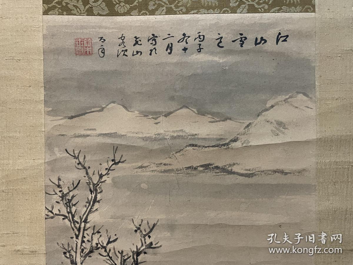 古筆山水图，清代，【铃木百年】 
1825〜1891（文政八〜明治二十四）67岁。名 世寿，又名寿,字子康.号大椿翁、画仙堂、东锦楼、摘星 阁、三万六千日，通称甚之丞，又称图书。京都人。少时 好画，初学横山华溪，再师岸岱、岸连山，兼容中国元、
明、清画迹，终成画业。曾任京都府画学校教授“人物、 山水、花鸟均佳。代表作品为《赛马图屏风》。门人有今 尾景年、久保田米倦、火田仙龄等