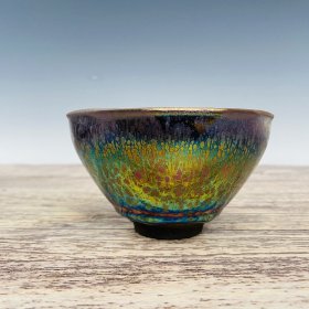 宋建窑七彩油滴盏 高7.5厘米直径12.5厘米
