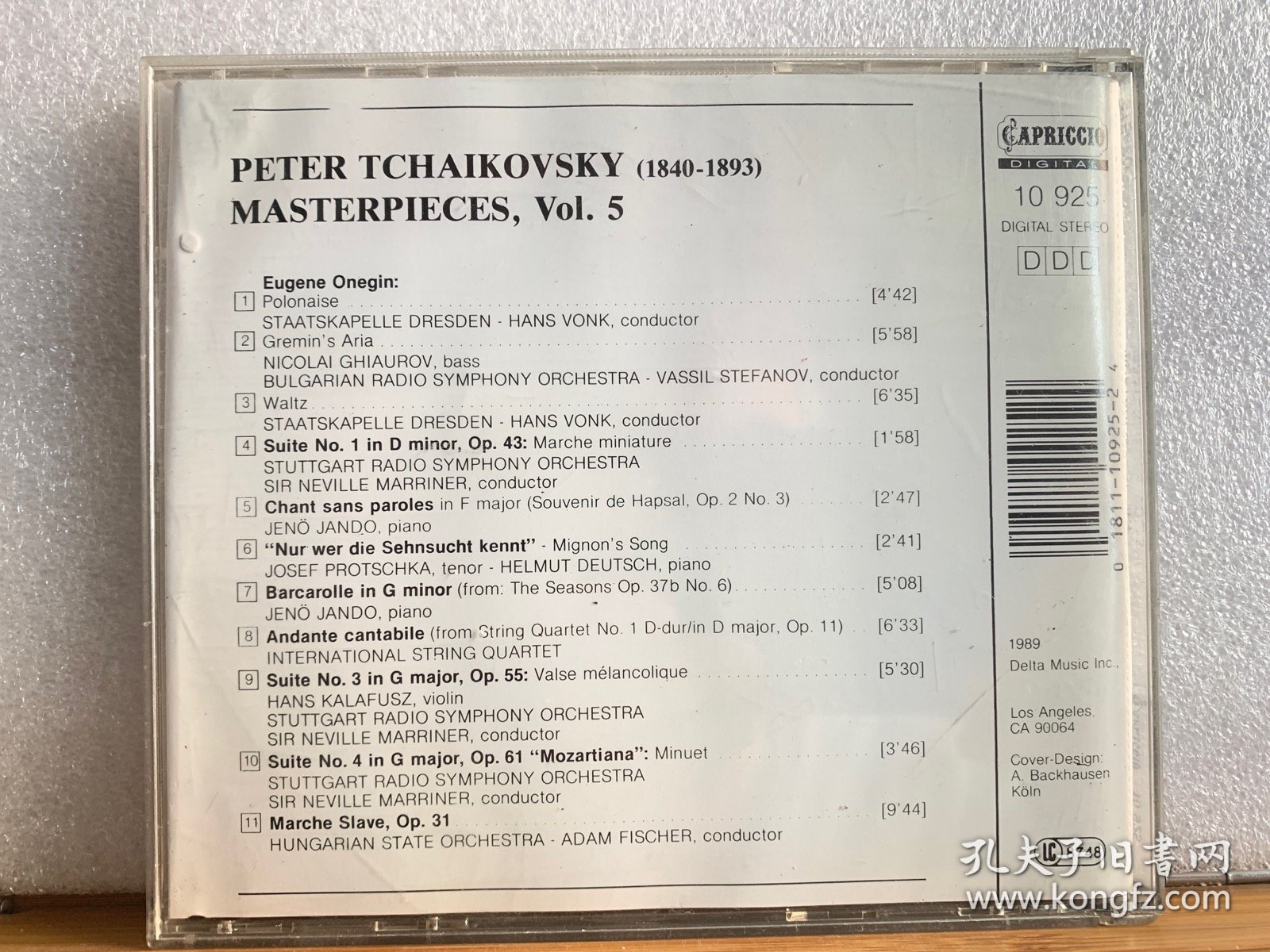 CD光盘 PETER TCHAIKOVSKY MASTERPIECES，Vol 5/Eugene Onegin/ARPICCIO DIGTAL 10 925 DDD/CD510