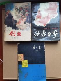 张天民 签名《创业》+张天民 签名本《青与蓝》+杨益言 签赠本 钤印《秘密世界》 （ 3本都是作家 王云高 旧藏， 名家赠名家。张天民代表作品有 海滨的朋友、创业、战士通过雷区、开国大典、中国命运的决战 等。罗广斌、杨益言共同著有长篇小说《红岩》）签赠 签 签名本 签名书