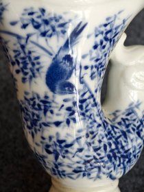 王步作品，青花龙头爵杯，纯手工胎，器型优美
