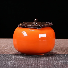 德化柿柿如意陶瓷茶叶罐1个