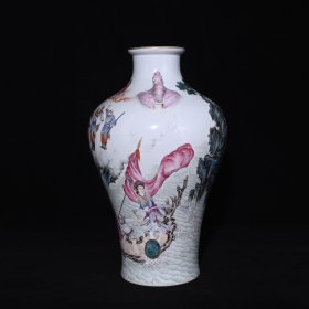 旧藏 清乾隆珐琅彩描金水漫金山人物故事纹福耳瓶 高31.8×20厘米