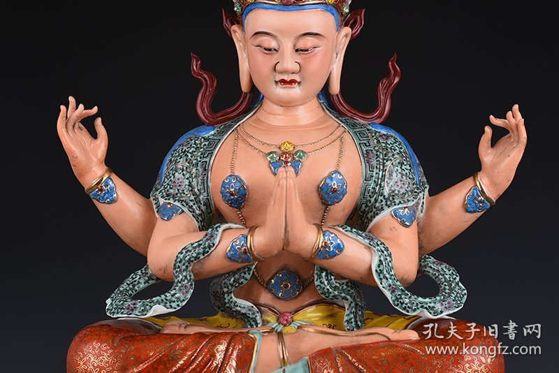 旧藏 清晚期粉彩描金藏佛 50×40厘米