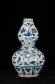 元青花麒麟纹葫芦瓶 高35厘米 直径22厘米 （水坑出土 有包浆）