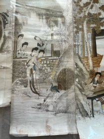 清末，美女四条屏月份牌，上海洋行广告画，海派画，烟标画，每幅尺寸72*21.5厘米，吴泳、明甫氏丙午年（1906年）擬七芗（改绮）先生画。