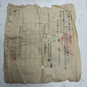 1953年八月卄九日《立建筑契》立建筑契人赖家雄今因造屋…分给自造屋三榴明楼/土地坐落戬州乡曲义潭村/证明人张只梗/泰顺县人民政府印（泰顺县资料/油印填写）