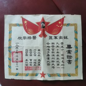 1950年苏南xx医务学校毕业证书