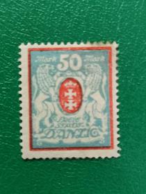 但泽 邮票  1922年徽志 1枚新 有背贴