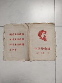 毛像最高指示林题中学毕业证（九江一中）