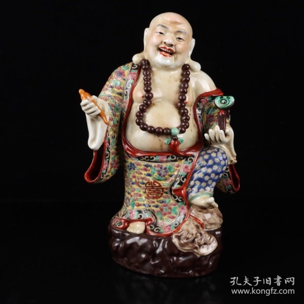 粉彩如意站大肚佛，
高宽 31*18cm