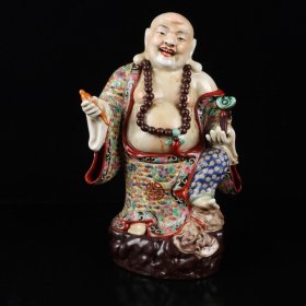 粉彩如意站大肚佛，
高宽 31*18cm