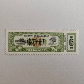 1967年北京市棉花票，半市斤