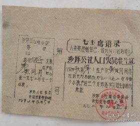 1972年沙坪公社人口发展准生证，有语录