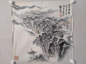保真书画，叶岚国画《春江渔家》一幅，尺寸:54.4×55cm 软片，叶岚[1]，师承著名国画大师叶浅予先生，早年就读于中央美术学院国画系。[1]现为叶浅予研究会会长、浙江现代画院浙西分院院长、中国美术学院客座教授、杭州西泠书画艺术交流中心副秘书长[4]，[2]中央国家机关美术家协会会员，[3]曾任山东国画院副院长。