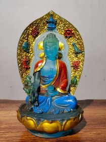 老琉璃彩绘佛像 释迦牟尼药师佛一尊
