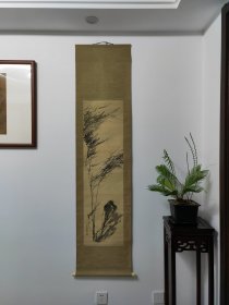 晚清民国,日本画坛泰斗,桥本关雪,绢本竹石图